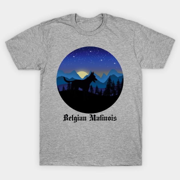 Belgian Malinois Dog Art T-Shirt by BlackCatArtBB